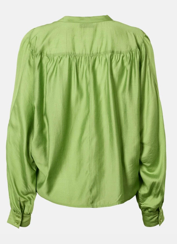 RDF Green Viscose Fluid V-Neck Blouse