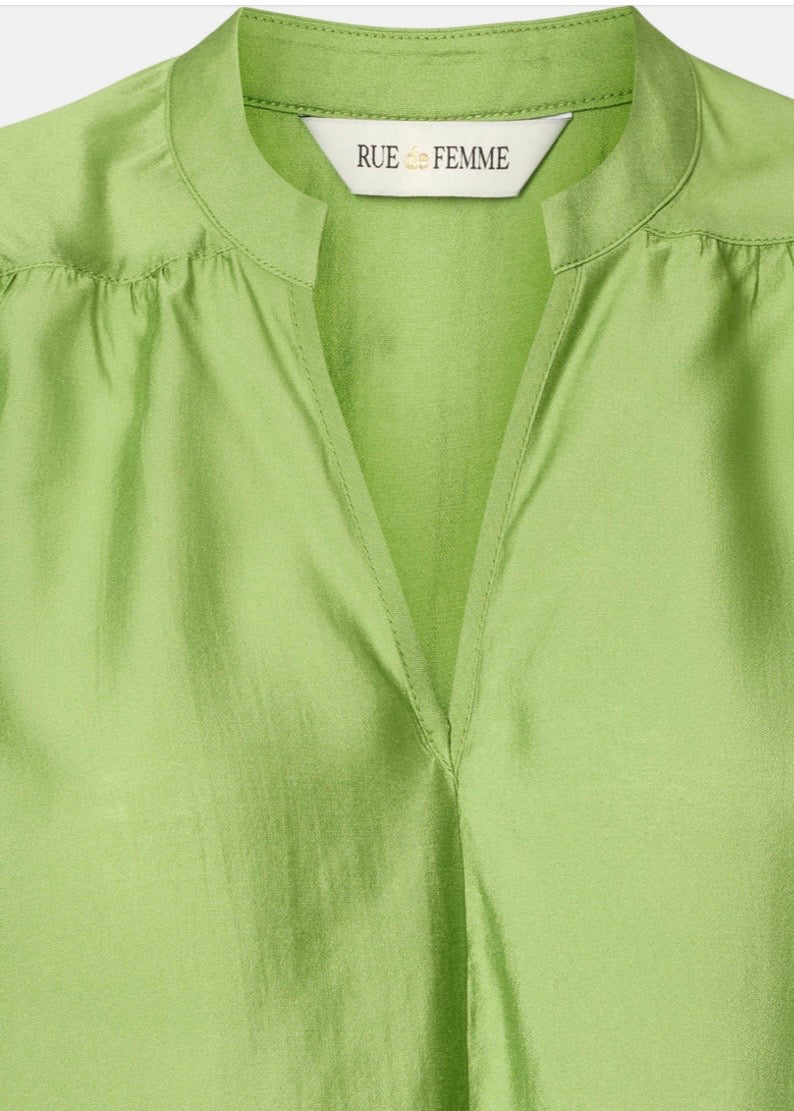 RDF Green Viscose Fluid V-Neck Blouse