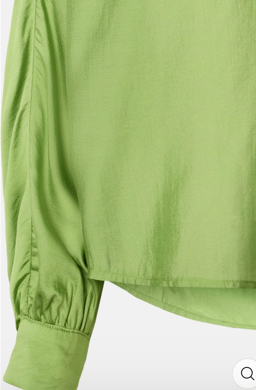 RDF Green Viscose Fluid V-Neck Blouse