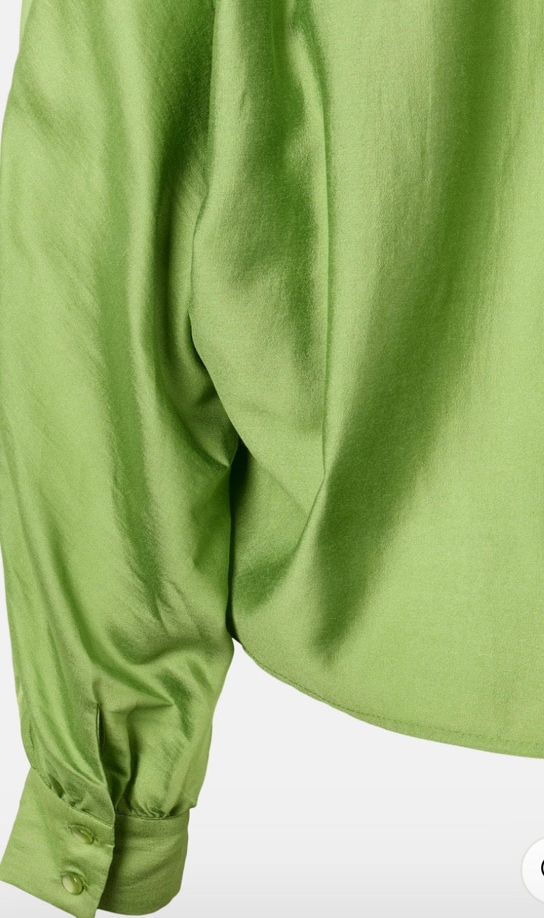 RDF Green Viscose Fluid V-Neck Blouse
