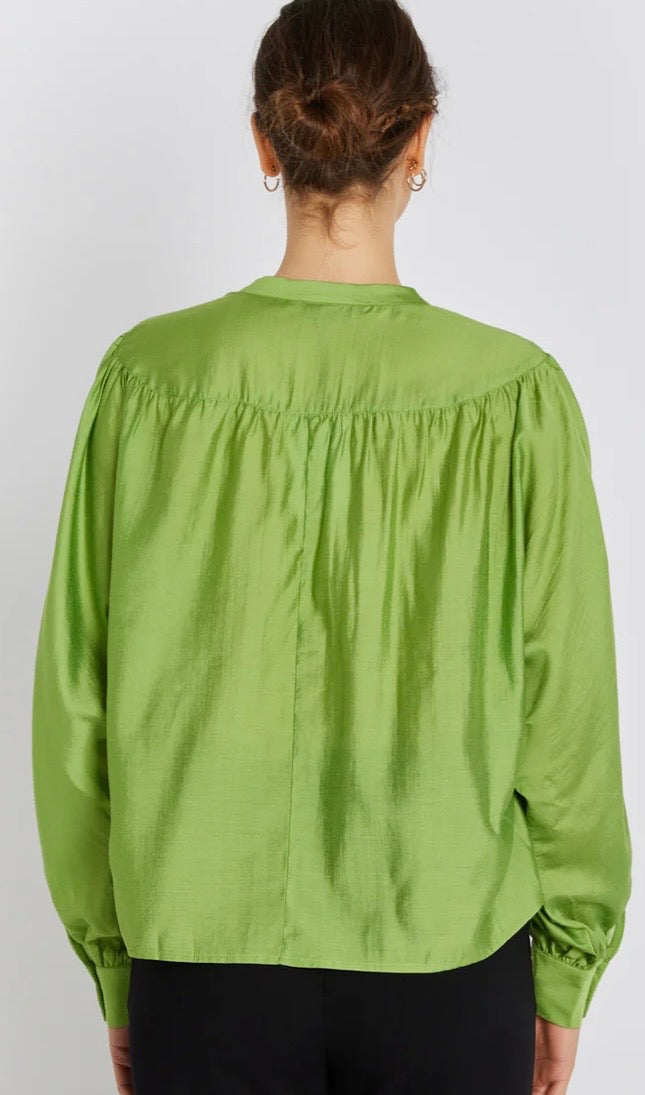 RDF Green Viscose Fluid V-Neck Blouse