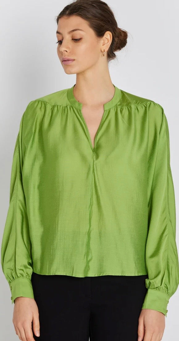 RDF Green Viscose Fluid V-Neck Blouse