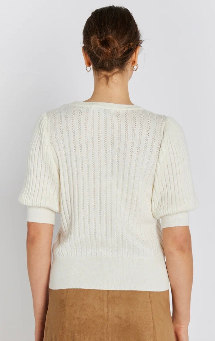 RDF Milk White Fine Knit Pinhole Short Sleeve Jumper
