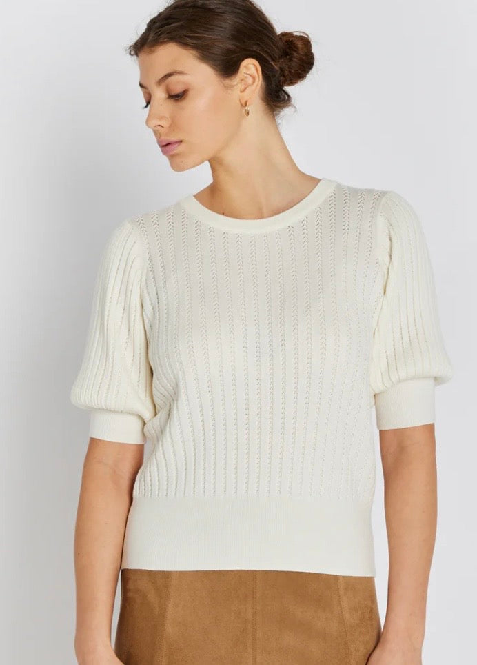 RDF Milk White Fine Knit Pinhole Short Sleeve Jumper