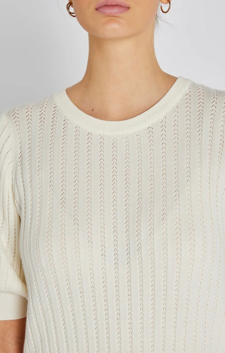RDF Milk White Fine Knit Pinhole Short Sleeve Jumper