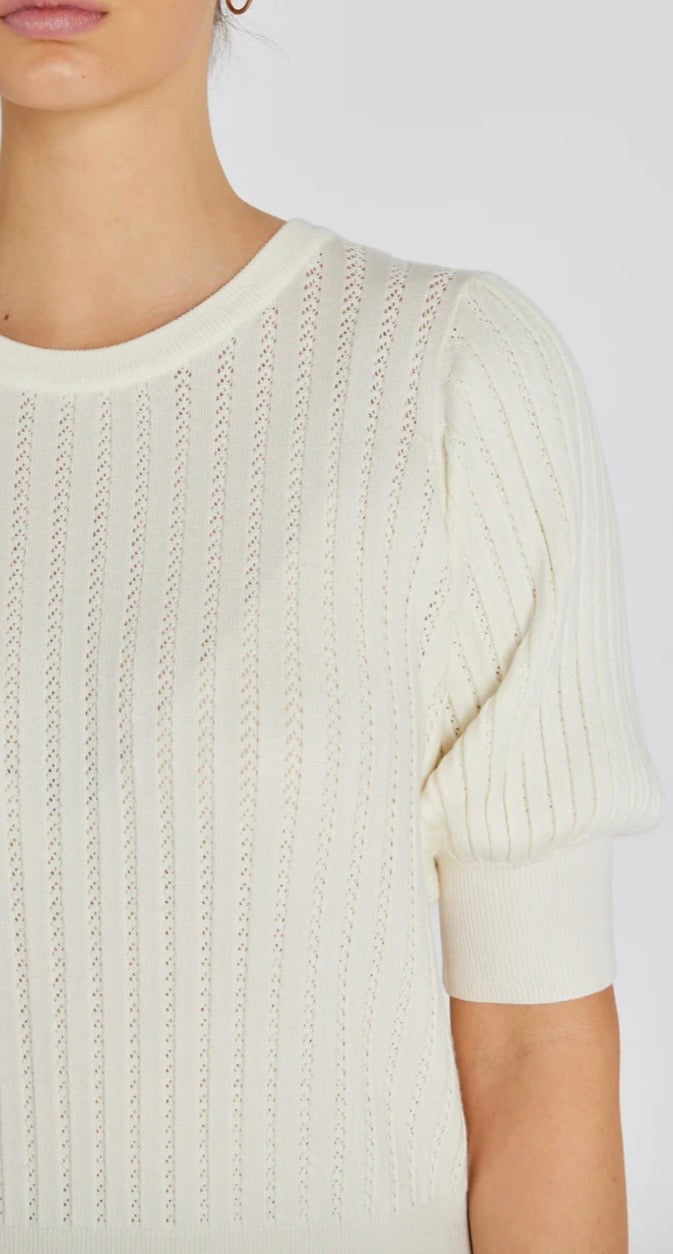RDF Milk White Fine Knit Pinhole Short Sleeve Jumper