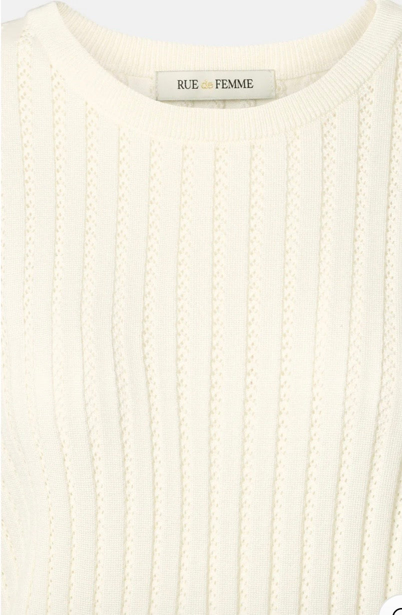 RDF Milk White Fine Knit Pinhole Short Sleeve Jumper