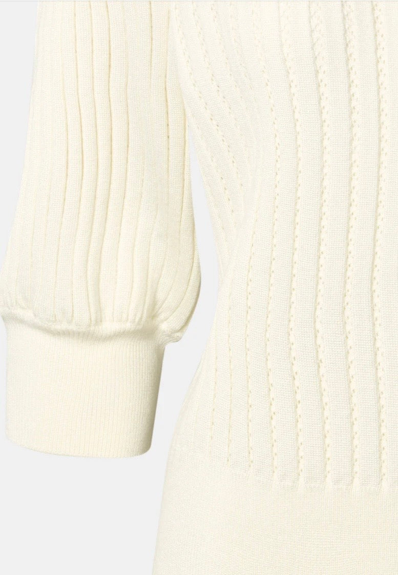 RDF Milk White Fine Knit Pinhole Short Sleeve Jumper