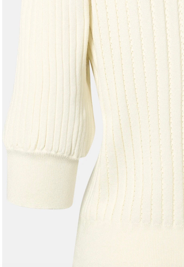 RDF Milk White Fine Knit Pinhole Short Sleeve Jumper