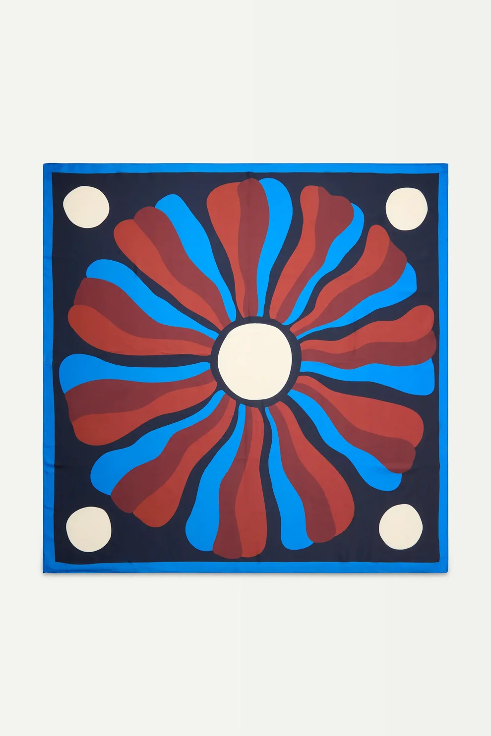 Compañia Fantástica Blue Brown Flower Print Satin Scarf