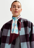 Essentiel Antwerp Burgundy & Blue Argyle Print Satin Scarf
