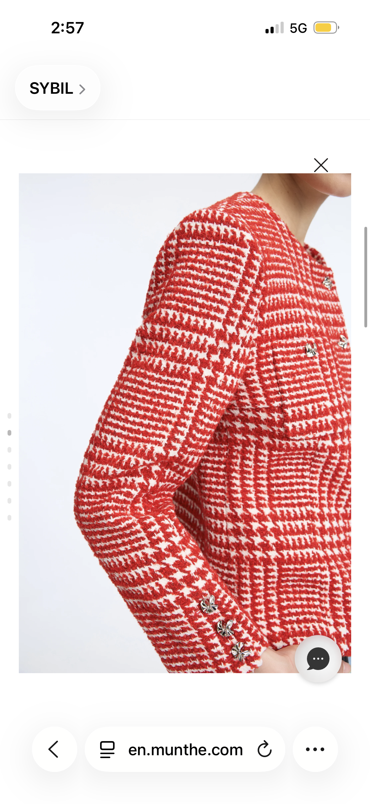 MUNTHE Red Houndstooth  Tailored Box Jacket with Silver Buttons