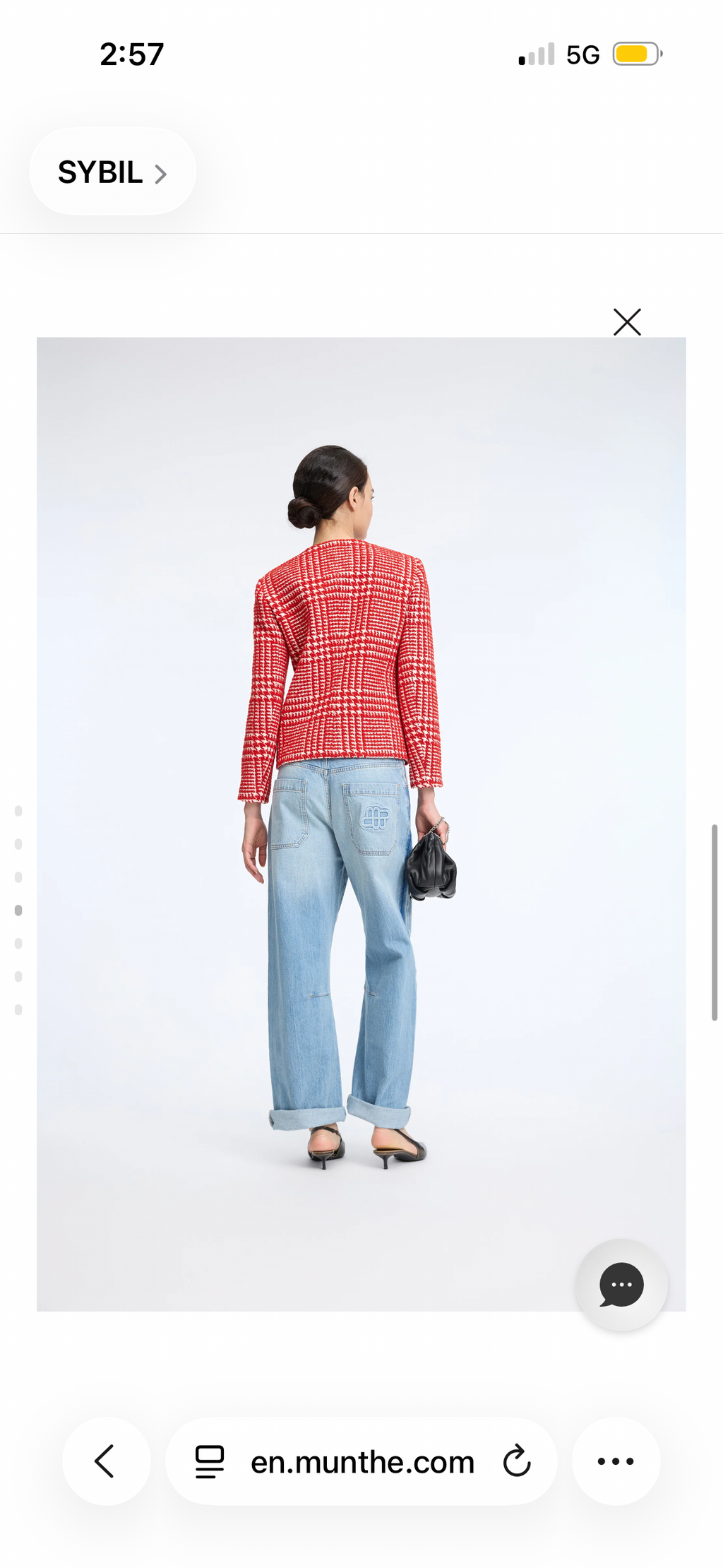 MUNTHE Red Houndstooth  Tailored Box Jacket with Silver Buttons