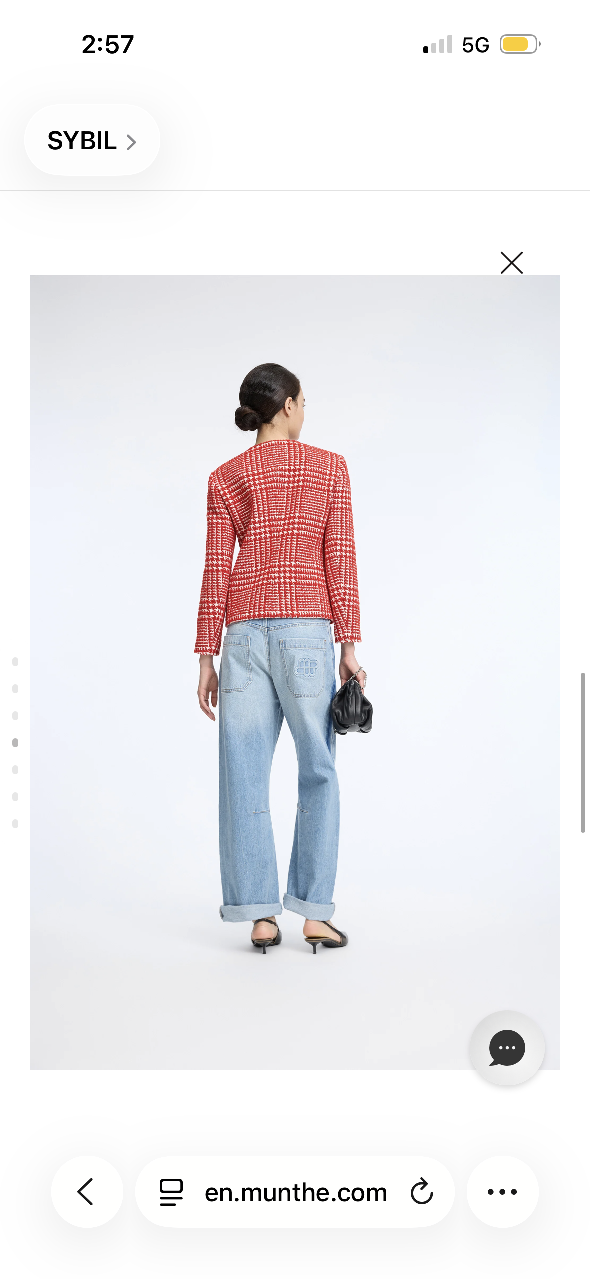 MUNTHE Red Houndstooth  Tailored Box Jacket with Silver Buttons