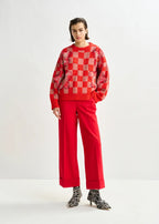 Essentiel Antwerp Red Cropped Pants with Folded Cuff