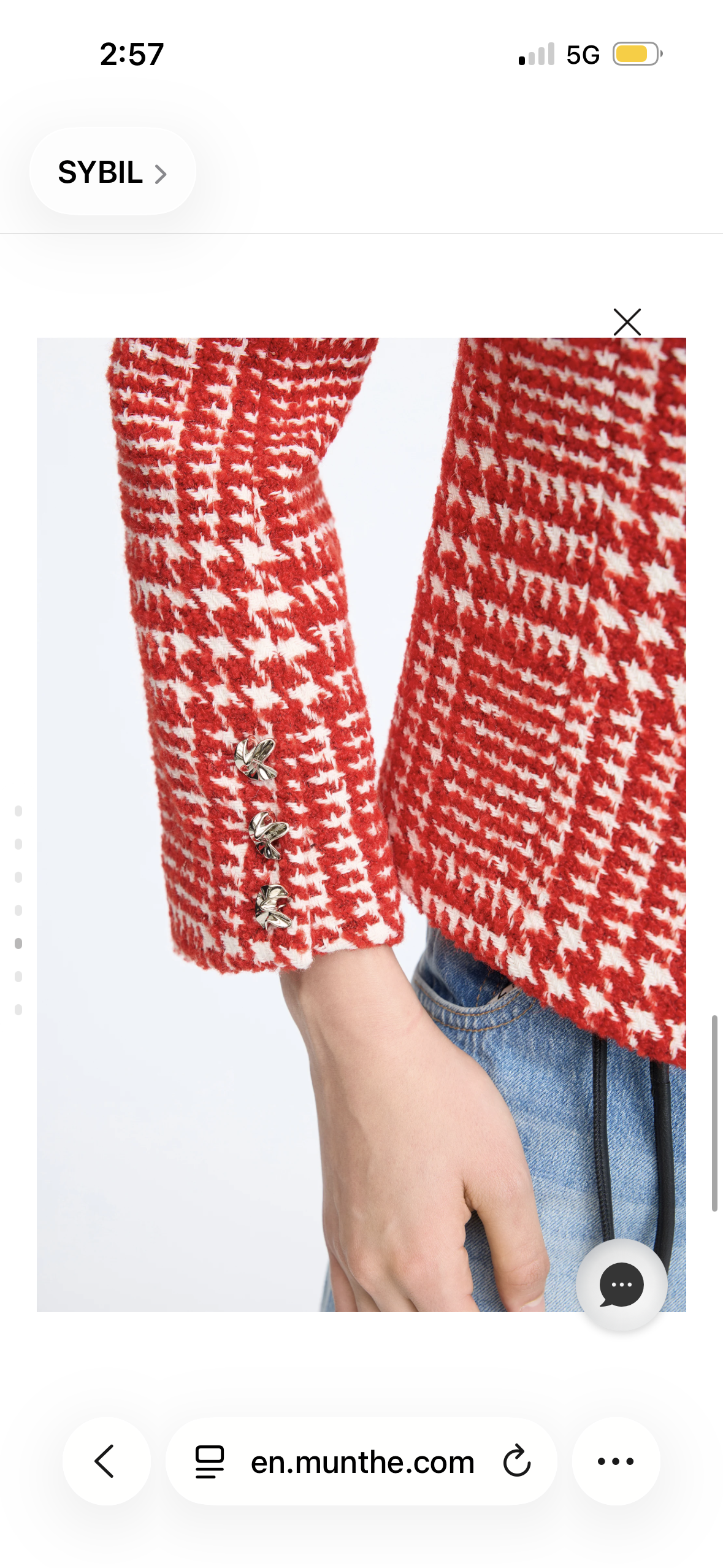 MUNTHE Red Houndstooth  Tailored Box Jacket with Silver Buttons