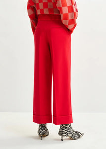 Essentiel Antwerp Red Cropped Pants with Folded Cuff