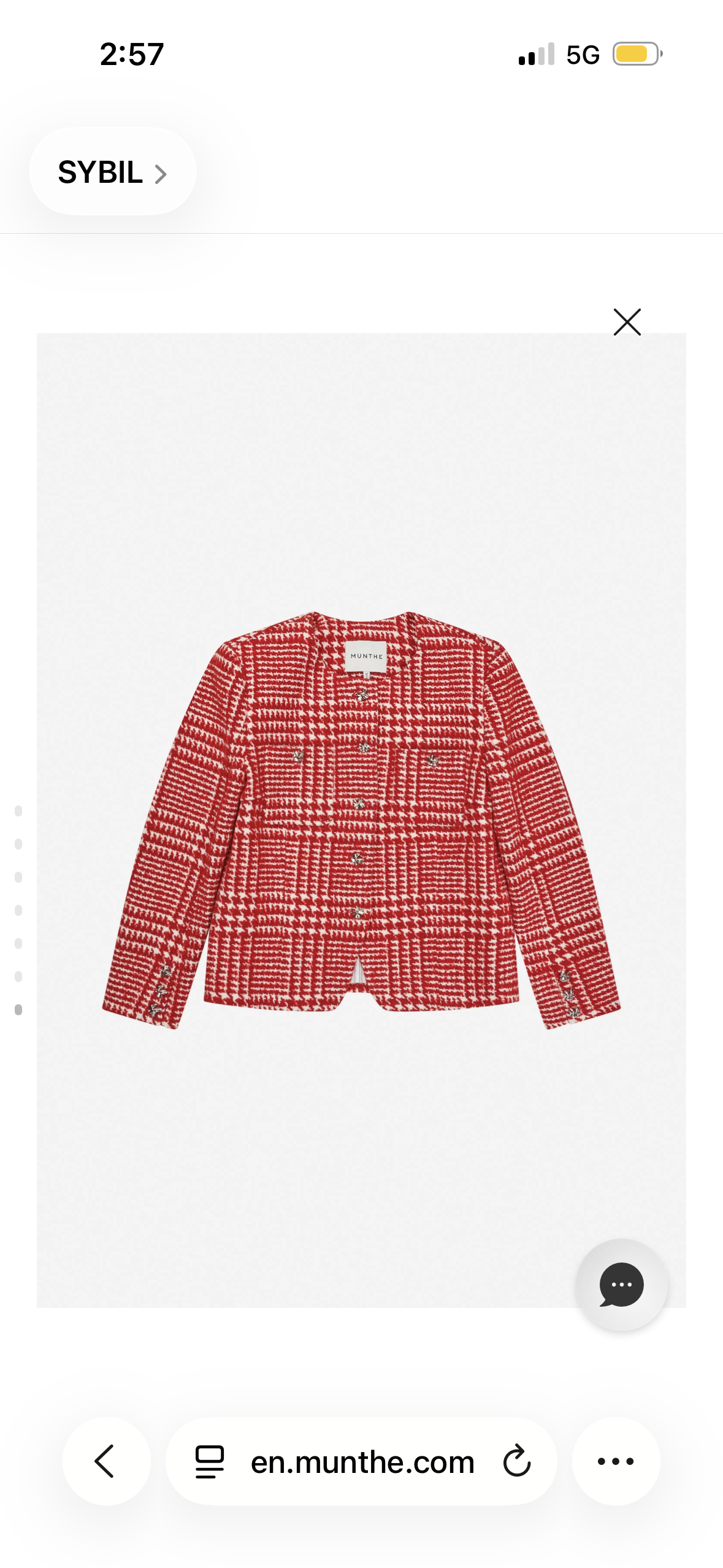 MUNTHE Red Houndstooth  Tailored Box Jacket with Silver Buttons