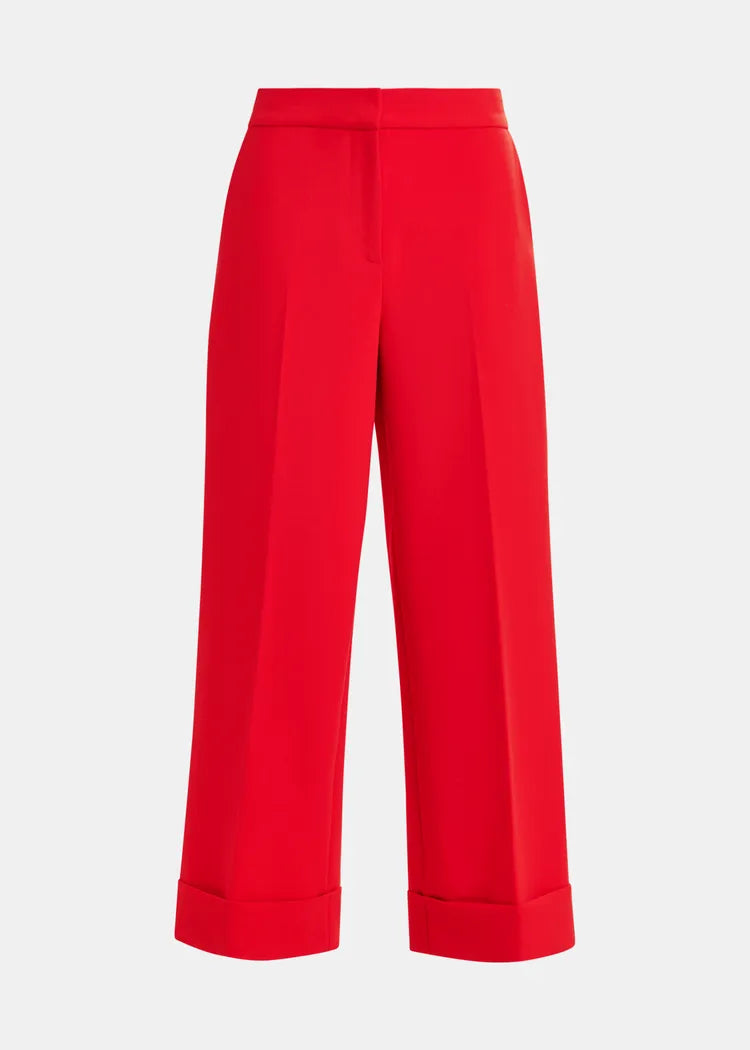 Essentiel Antwerp Red Cropped Pants with Folded Cuff