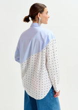 Load image into Gallery viewer, Essentiel Antwerp Blue &amp; Polka Dot Oversized Cotton Shirt with beading

