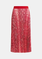 Essentiel Antwerp Red Snake Print Pleated Skirt