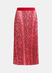 Essentiel Antwerp Red Snake Print Pleated Skirt