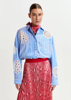 Essentiel Antwerp Red Snake Print Pleated Skirt