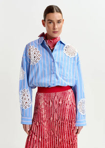 Essentiel Antwerp Red Snake Print Pleated Skirt