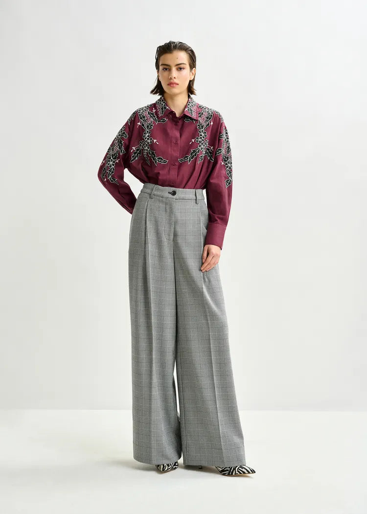 Essentiel Antwerp Grey & Black Wide Leg Pants