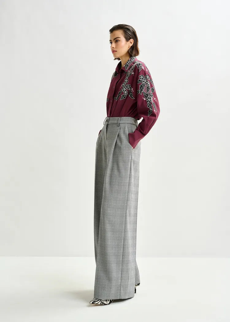 Essentiel Antwerp Grey & Black Wide Leg Pants