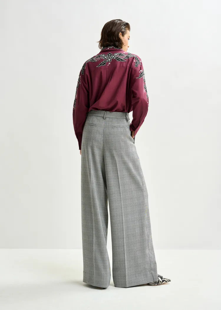 Essentiel Antwerp Grey & Black Wide Leg Pants