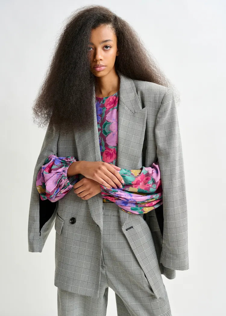 Essentiel Antwerp 'Prince of Wales' Double Breasted Blazer with Cape sleeves