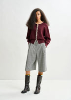 Essentiel Antwerp Burgundy Cardigan with Pearl Embellishments