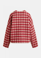 Essentiel Antwerp Off-White Cable-Knit Wool-Blend Sweater with Checked Back Panel
