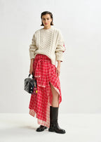 Essentiel Antwerp Off-White Cable-Knit Wool-Blend Sweater with Checked Back Panel