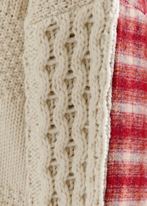 Essentiel Antwerp Off-White Cable-Knit Wool-Blend Sweater with Checked Back Panel