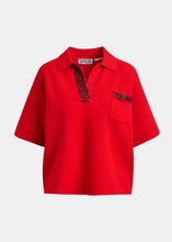Load image into Gallery viewer, Essentiel Antwerp Red Polo Top with Bead Embellishments
