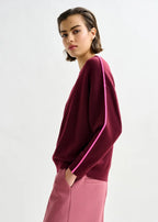 Essentiel Antwerp Burgundy Knitted Sweater with Pink Piping