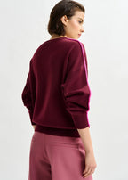 Essentiel Antwerp Burgundy Knitted Sweater with Pink Piping