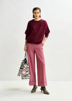 Essentiel Antwerp Burgundy Knitted Sweater with Pink Piping