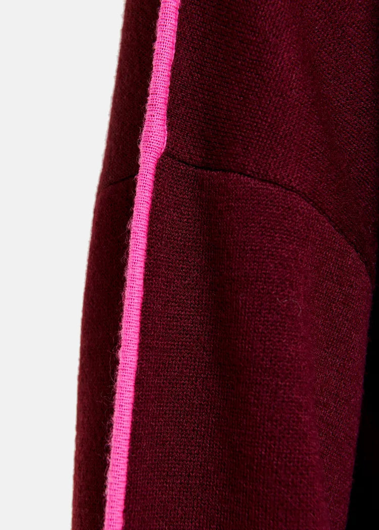 Essentiel Antwerp Burgundy Knitted Sweater with Pink Piping