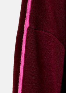 Essentiel Antwerp Burgundy Knitted Sweater with Pink Piping