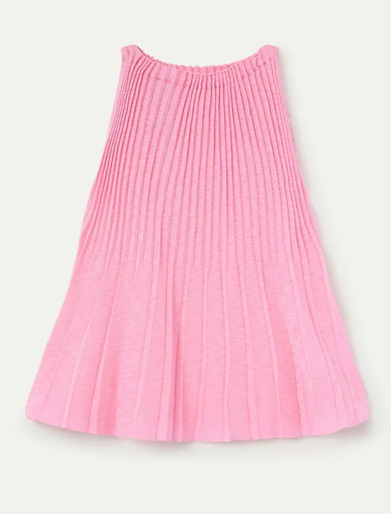 Compañía Pink Sleeveless Fine Knit Pleated Top