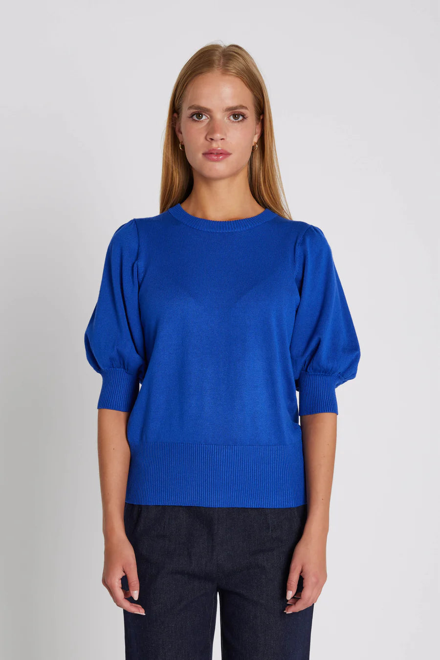 RDF Cobalt Blue Short Sleeve Fine Knit Jumper