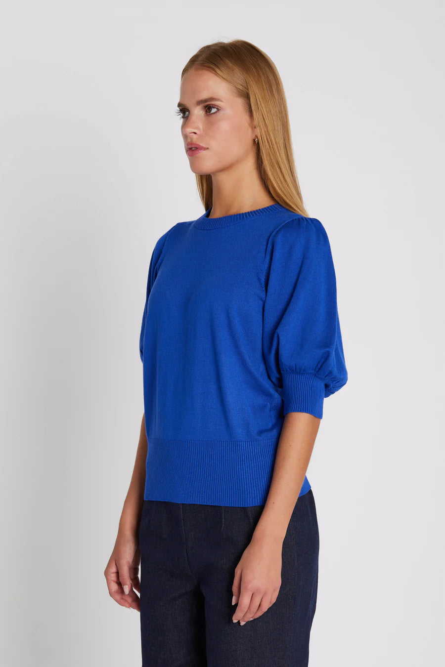 RDF Cobalt Blue Short Sleeve Fine Knit Jumper