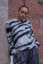 RDF Grey & Black Faux Fur Jacket