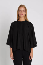 RDF Black Angel Sleeve Pin-Tuck Blouse