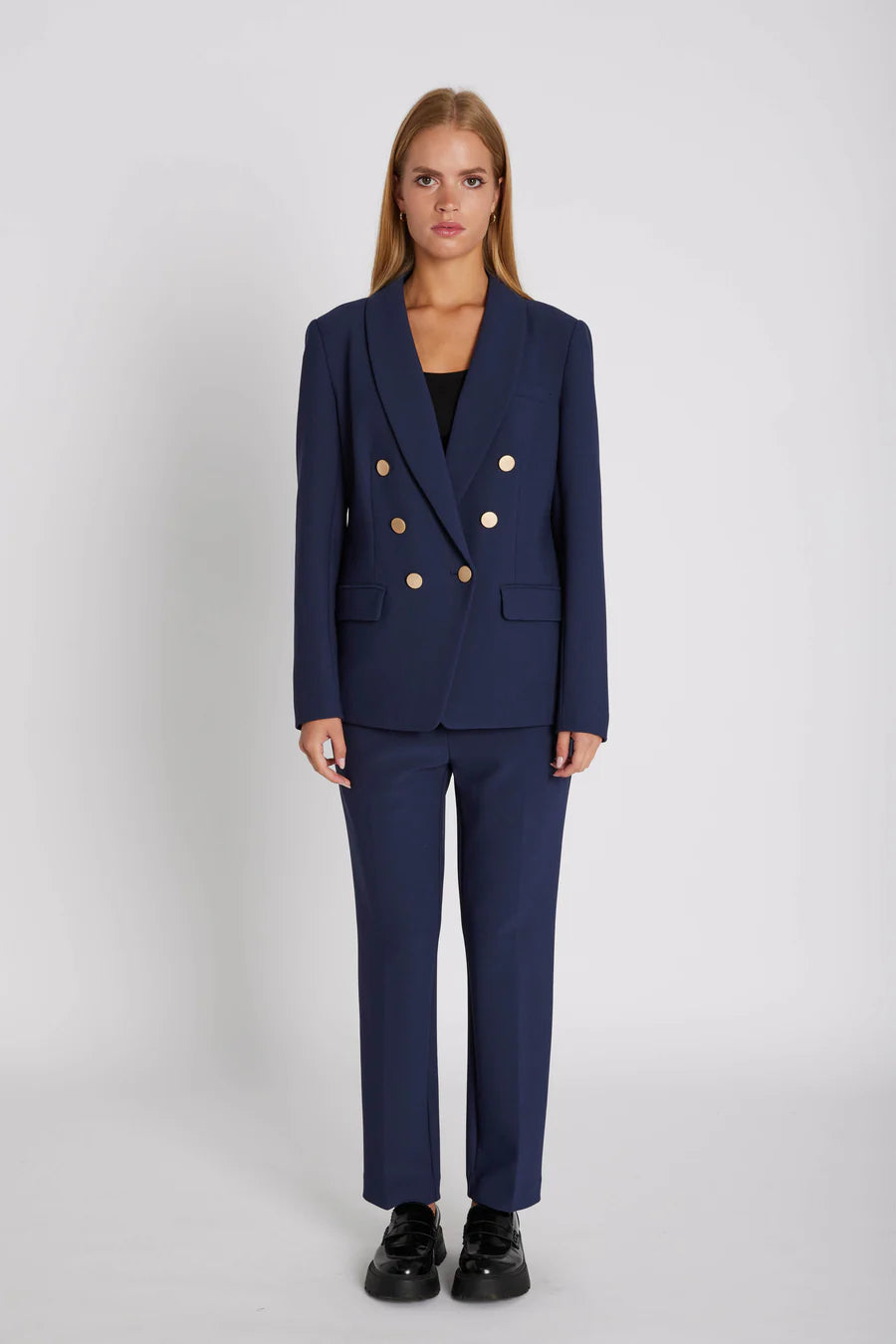 RDF Navy High Waist Cigarette Trousers