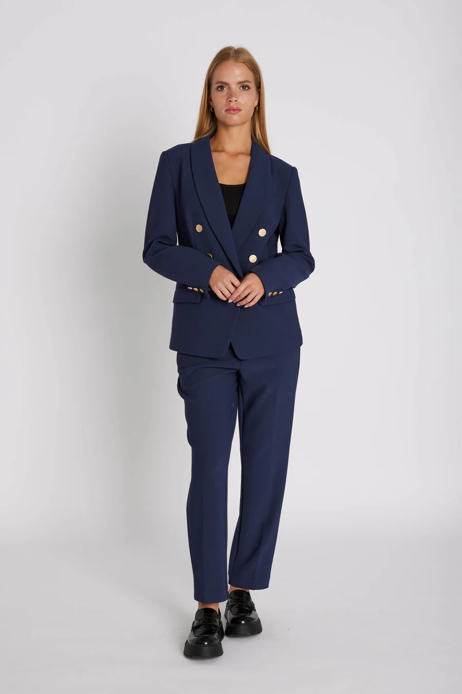 RDF Navy High Waist Cigarette Trousers