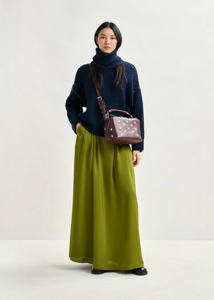 Essentiel Antwerp Navy Chunky Knit Jumper with Detachable Turtleneck